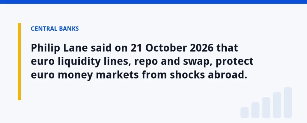 Philip Lane said on 21 October 2026 that euro liquidity lines, repo and swap, protect euro money markets from shocks abroad.