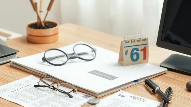 Magnifying glass and folder on a desk, representing reviewing an insurance policy during the free-look period