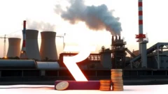 Power plant and steel mill at dusk representing India's core industries
