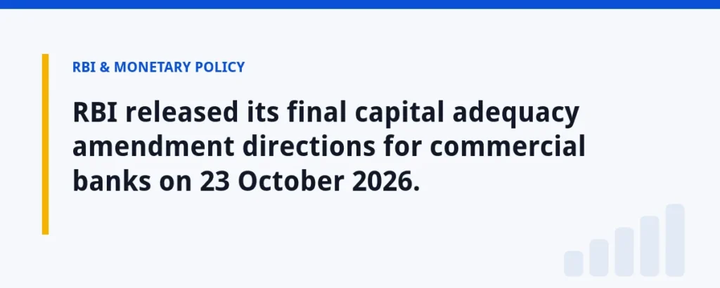 RBI released its final capital adequacy amendment directions for commercial banks on 23 October 2026.