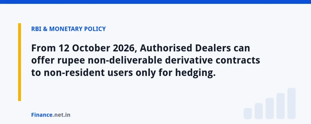 From 12 October 2026, Authorised Dealers can offer rupee non-deliverable derivative contracts to non-resident users only for 