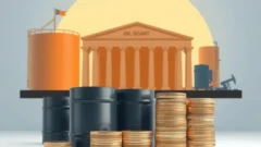 US dollar notes beside oil barrels, illustrating RBI's special dollar window for state-run oil marketing companies