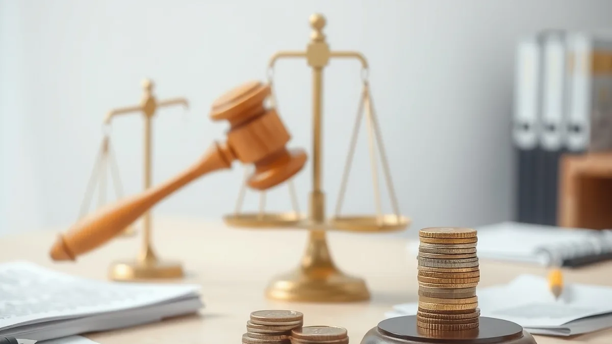 Gavel, scales and coins on a desk representing a regulatory recovery action