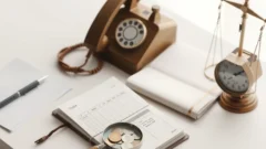 Telephone, ledger and magnifying glass on a desk representing call record keeping rules