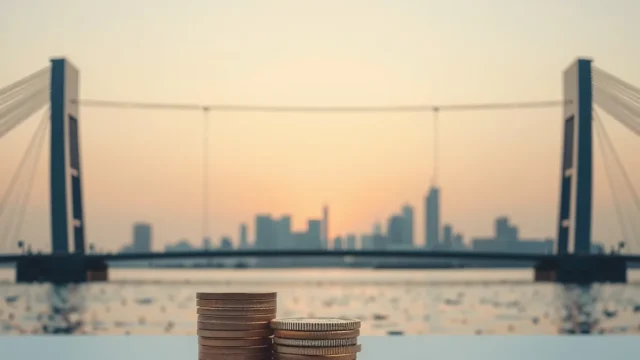 A glass bridge over a bay at dusk symbolising cooperation between financial regulators
