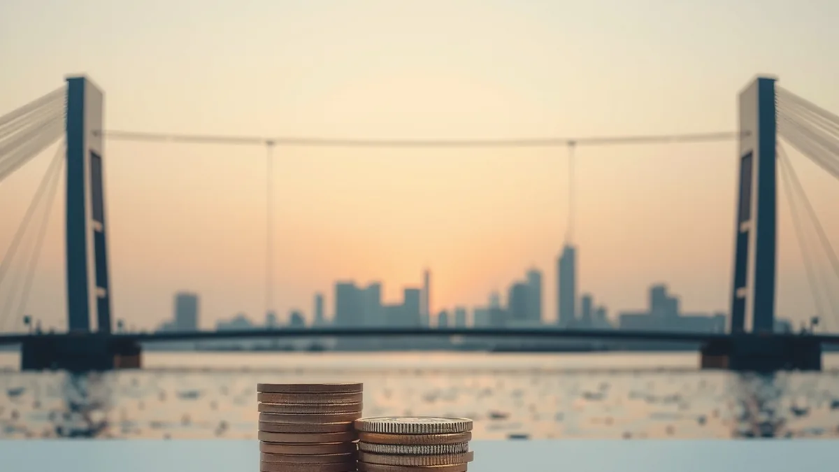 A glass bridge over a bay at dusk symbolising cooperation between financial regulators