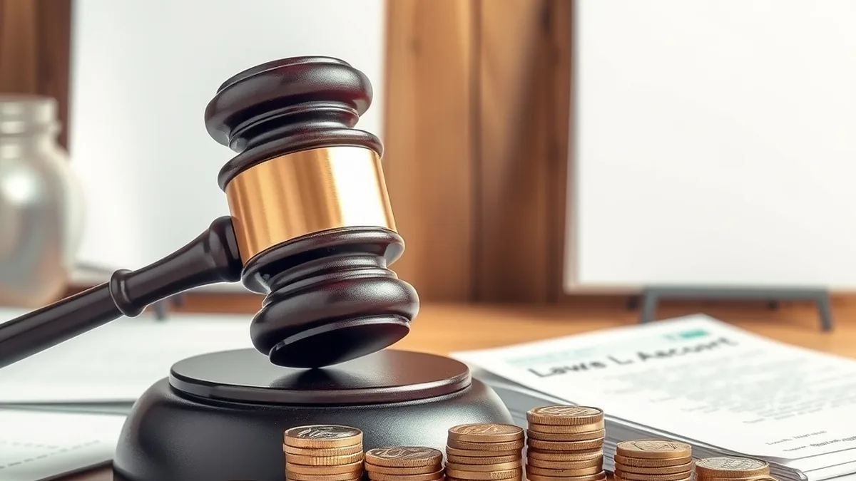 Gavel beside coins and a falling line, representing the Yes Bank AT-1 bond ruling